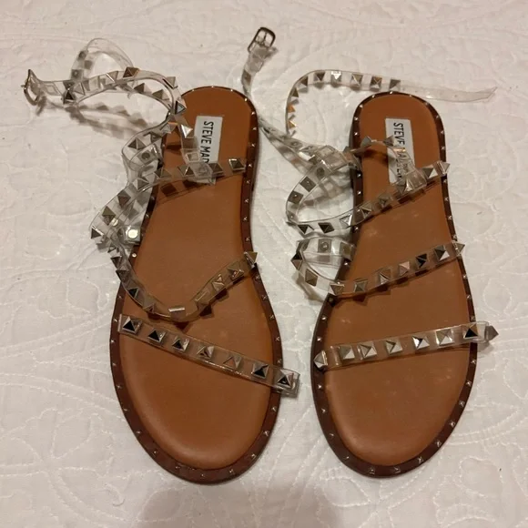 Steve Madden Tan Sandals with Silver Studs - Picture 1 of 3